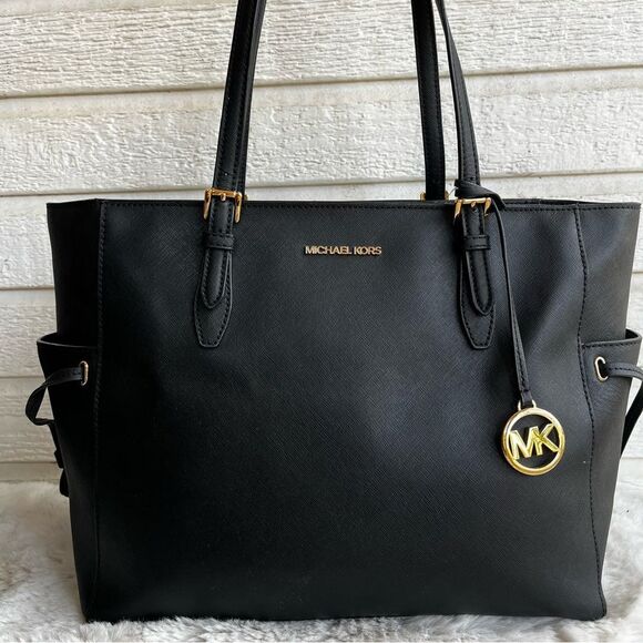 MICHAEL KORS Black XL Voyager Laptop Work Jet Set Tote Raven Selma Handbag - Picture 2 of 12